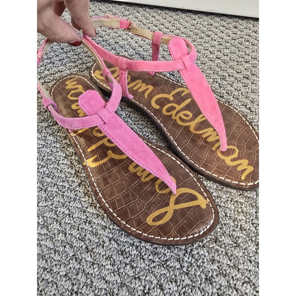 Sam Edelman Women's Gigi Pink Suede Thong Sandals 7.5 Summer Boho Excellent